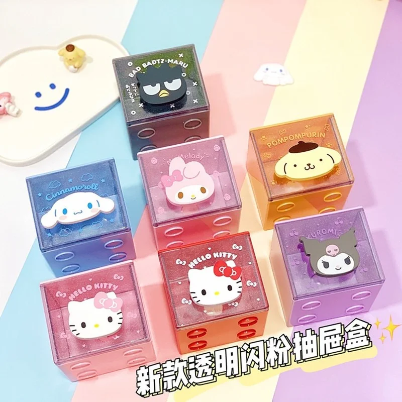 

Hello Kitty New Cute Cartoon Glitter Transparent Drawer Box Desktop Storage Box Dustproof Stackable Puzzle Jewelry Box Girl Gift