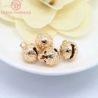 28856pcs 8mm 10mm 12mm 24k gold color plated brass carving bell beads charms high quality diy jewelry accessories