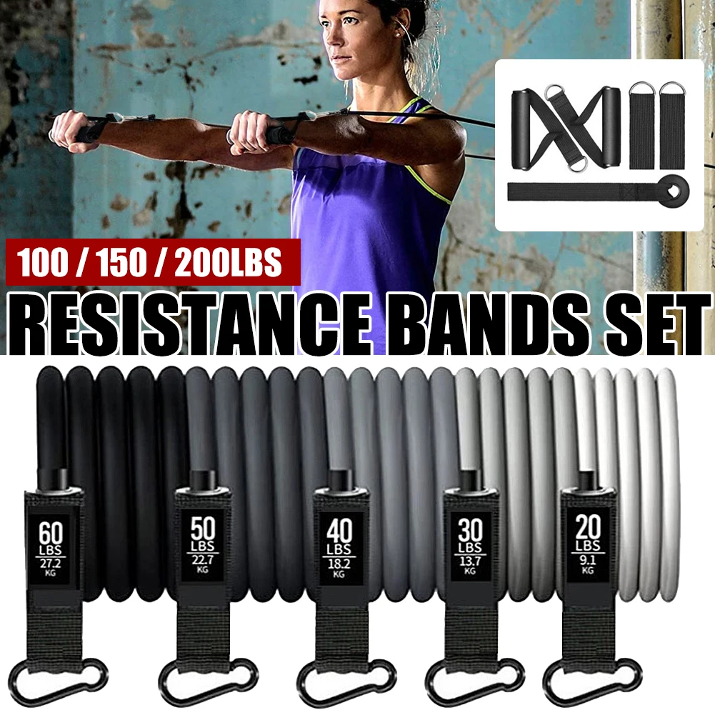 

100/150/200LBS Resistance Bands Set with Handles Door Anchor Elastic Bands for Physical Therapy Home Workouts Strength Training
