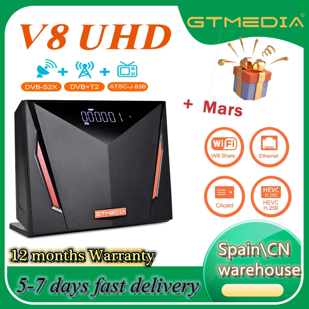 

GTMEDIA V8 UHD 4k mars Satellite Receive DVB-S2/S2X/T2/Cable/ATSC-C Support Ccam CA card TV Set-top Box TV Decoder V8X Mars