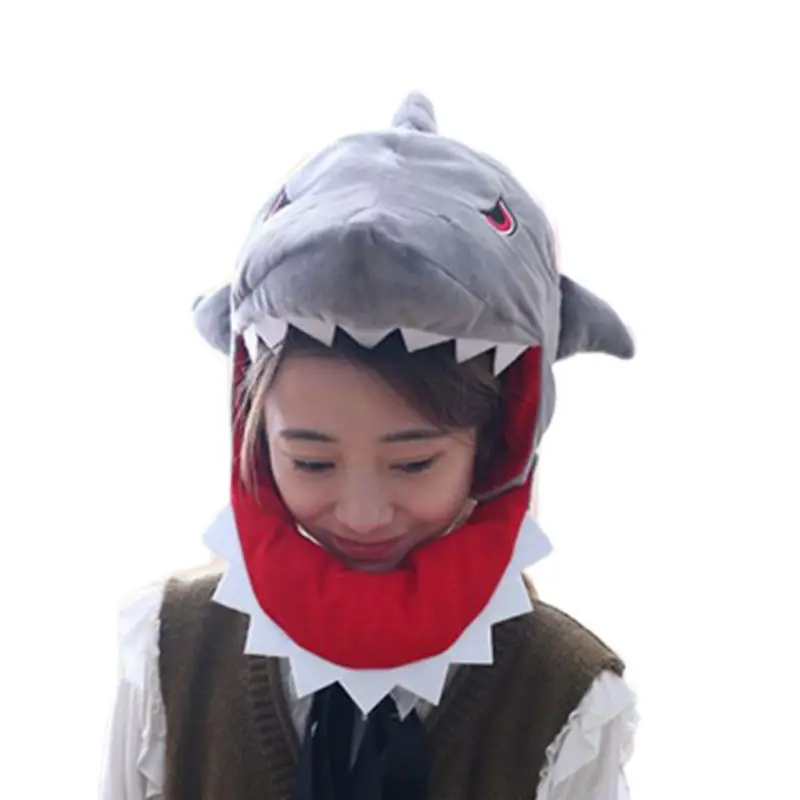 

Shark Headband Plush Hat Cute Outdoors Cartoon Stuffed Animal Earflap Halloween Cosplay Party Photo Props Accessory