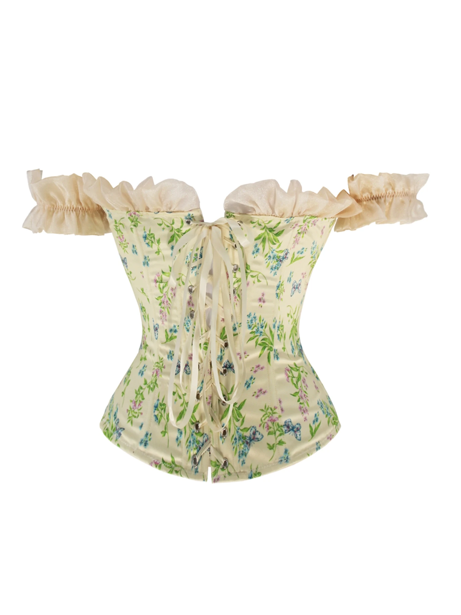 Женский корсет в стиле Ренессанс на шнуровке с открытыми плечами и завышенной