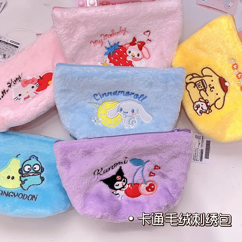 

Hello Kitty Strawberry Embroidered Mini Zero Wallet Earphone Bag Sanrio Kt Cat Clutter Storage Bag Cute Cartoon Pendant Gift