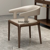 yj New Chinese style all solid wood dining chair mortise and tenon solid wood office chair light luxury simple tea chair