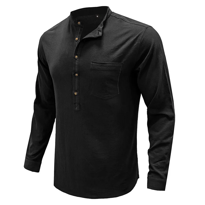 Mens Green Shirt Streetwear Fashion Male Solid Long Sleeve Tops Casual Cotton And Linen Shirt Mens Luxury Designer Clothing 2023