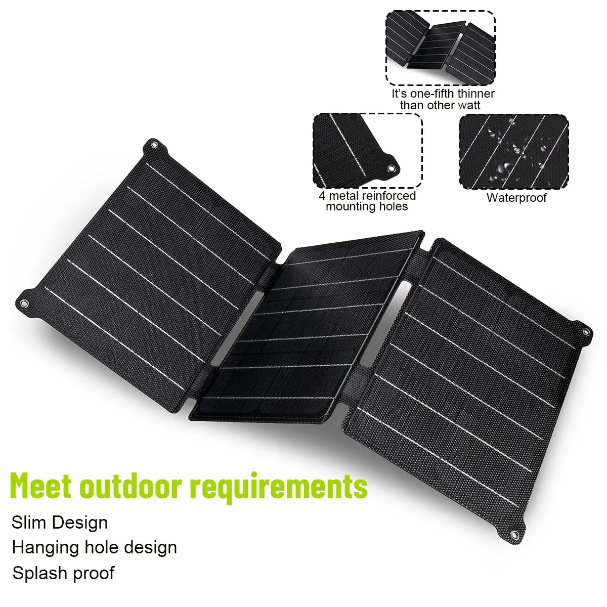 45W Foldable Solar Panel 5V/12V USB Portable Waterproof Cell Phone Power Pack Outdoor Battery Charger for Hiking Camping