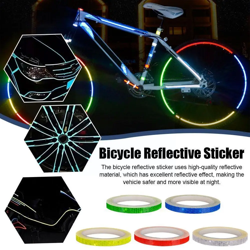 5pcs Bike Stickers Reflective Tape Fluorescent MTB Bike Bicycle Strips Cycling MTB Tapes for Bicycle Helmet Motorcycle Scoo D4Q7