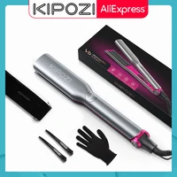kipozi 1 75 inch wide hair straightener 500w negative ionic titanium flat iron 11 adjustable temperature dual voltage v6 gray