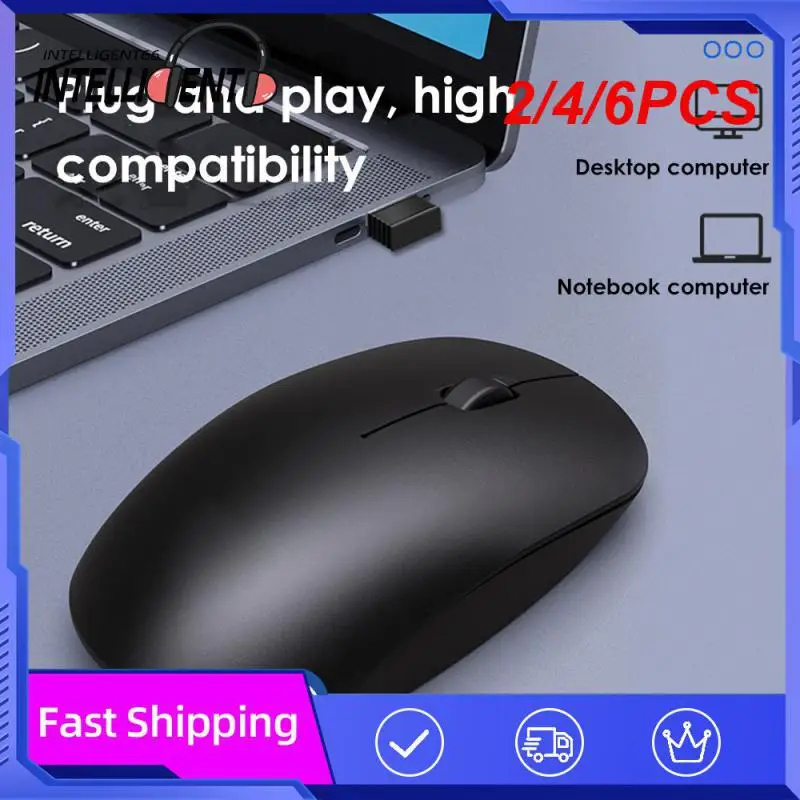 

2/4/6PCS Black Laptop Office Business Gaming Mouse Mouse Edition 2.4g Wireless Silent Mouse Silent