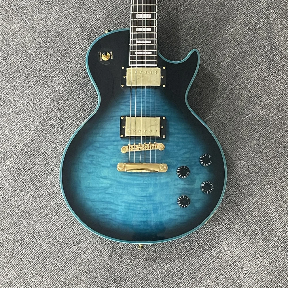 

LP Custom Electric guitar Cloud maple veneer transparent blue gold accessories in stock guitars guitarra