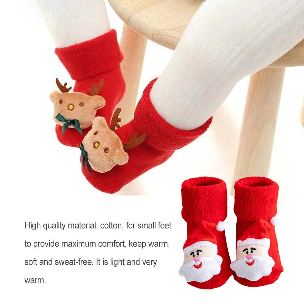 

1 Pair Unisex Christmas Baby Socks Nonslip Festival New Year Sock Comfortable Breathable Warm Boys Girls Santa Claus
