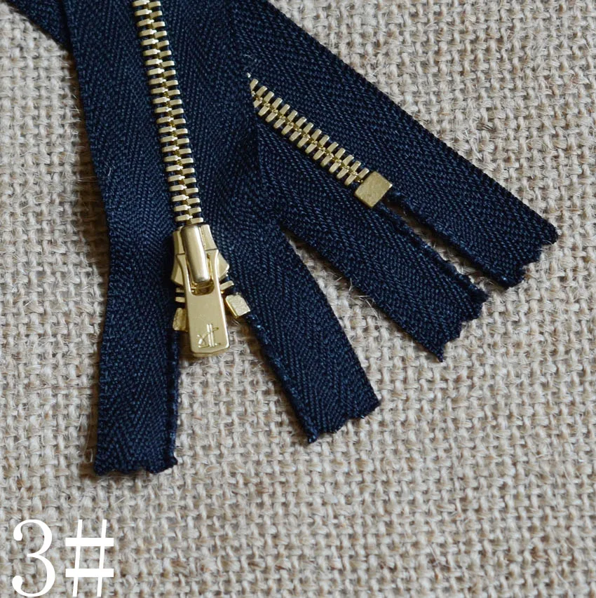 

3 # Gold Copper Corn Tooth Closed Black Zipper 10-80cm YKK Corn Tooth Gold Copper Closed Manual