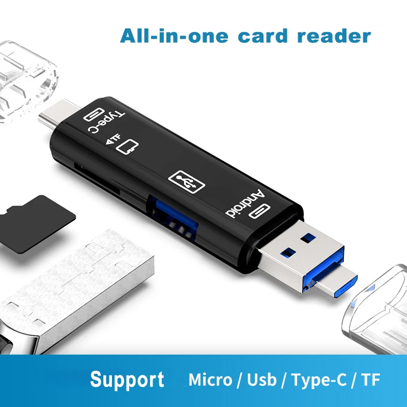 

5 в 1 Многофункциональный USB 3.0 Type C USB Micro USB SD Tf кардридер