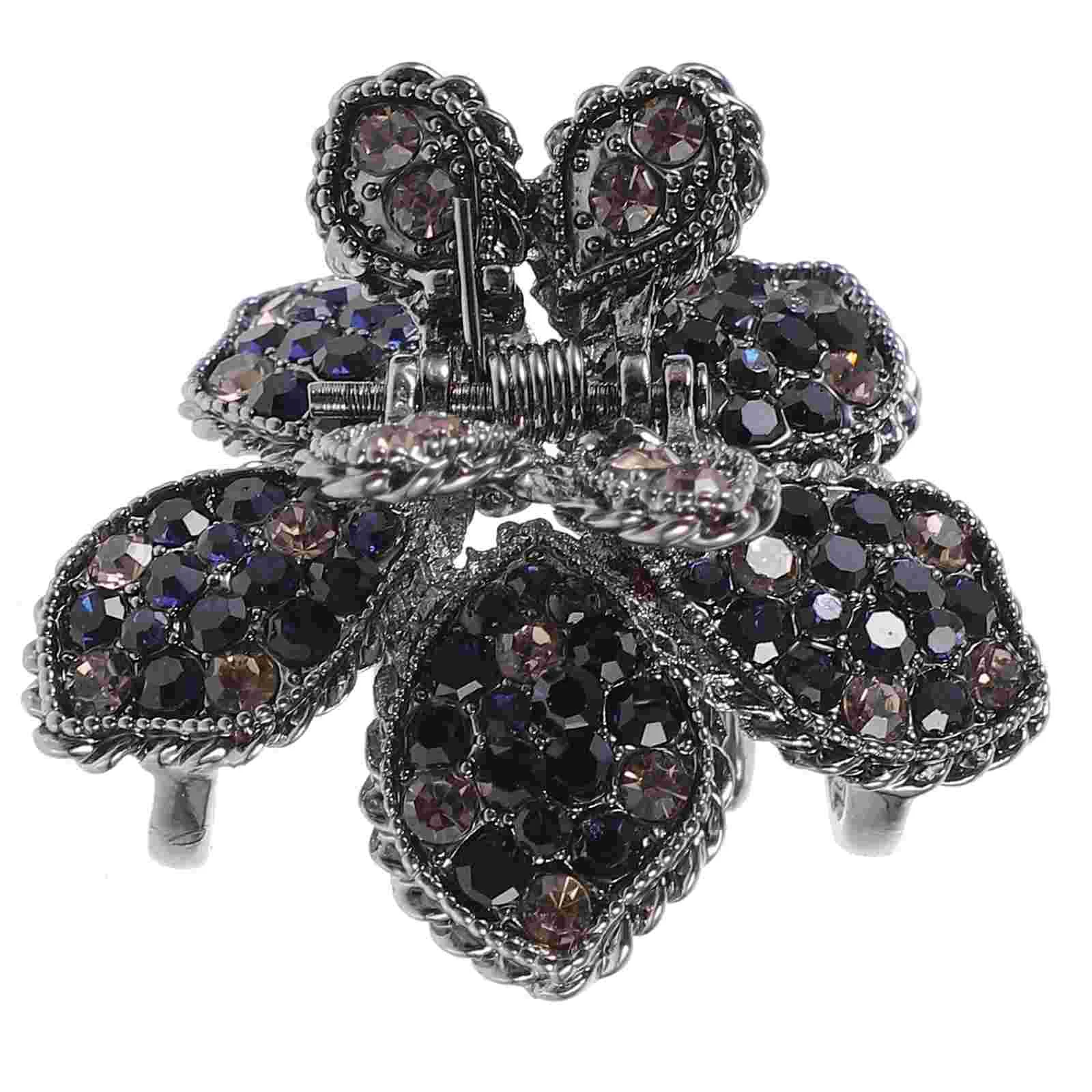 

Hair Bun Holder Long Accessories Women Clip Roller Clips Headgear Rhinestone Claw Metal Miss Barrettes