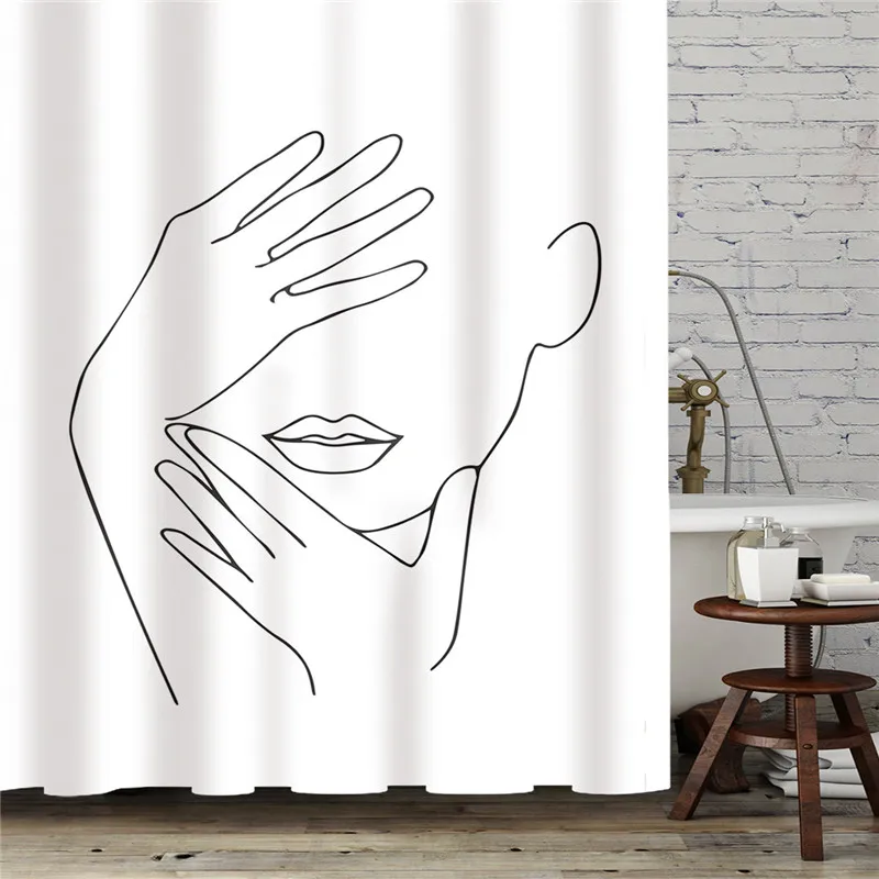 

Art Painting Bathroom Curtains Waterproof Mildew Bath Shower Curtains Anti Peeping Bath Door Curtain douchegordijn 3d Polyester