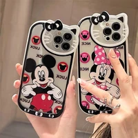 disney mickey minnie cartoon cute kt lens phone cases for iphone 13 12 11 pro max xr xs max x anti drop soft shell y2k girl gift