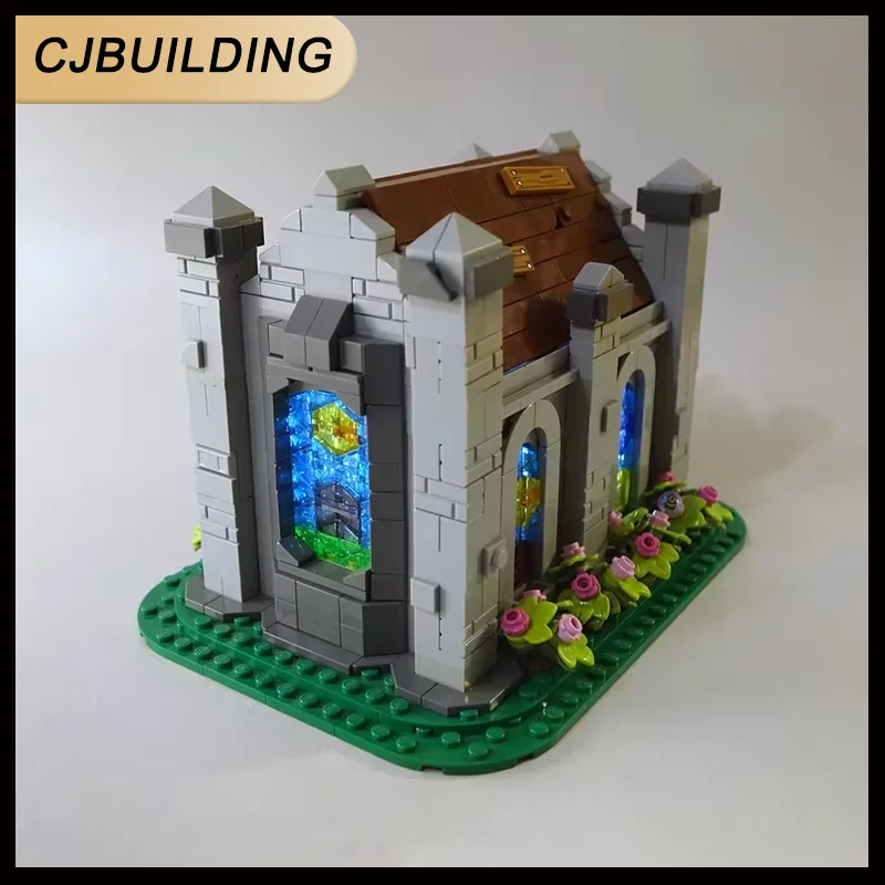 Фото 978 деталей MOC: Средневековый замок, архитектурная миниатюрная модель церкви, конструктор, игрушка для самостоятельной сборки, подарок на день рождения №3