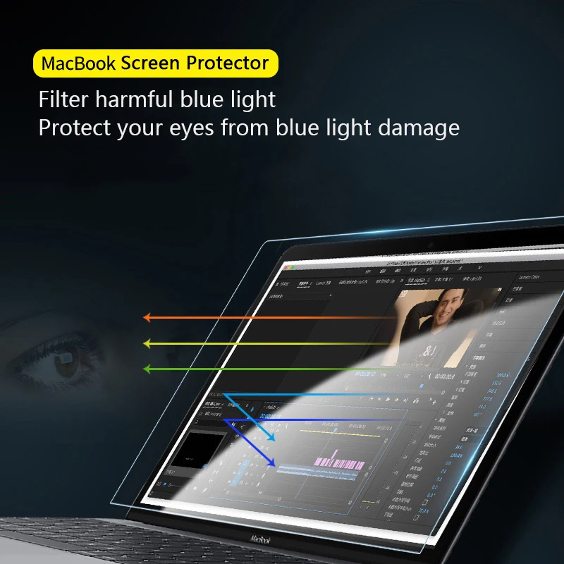 

9H Tempered Glass Anti-blue Screen Protector For Macbook Air 13 Pro 14 16 M1 M2 2021 2023 Laptop 14 15.6 HD Film Anti-Scratch