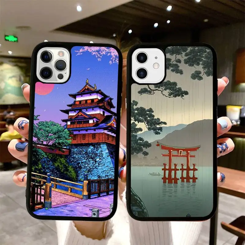 

Ukiyo-e Japanese Style Art Phone Case Silicone PC+TPU Case for iPhone 11 12 13 Pro Max 8 7 6 Plus X SE XR Hard Fundas