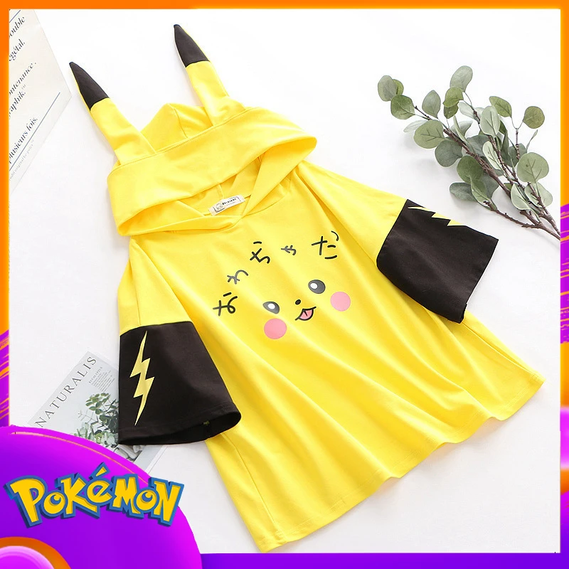 

Summer Pokemon Kawaii Clothes Pikachu Anime Cartoon T-Shirt Cotton Child Boys Girls Cartoon Styles Outfits Short Sleeve Hoodies