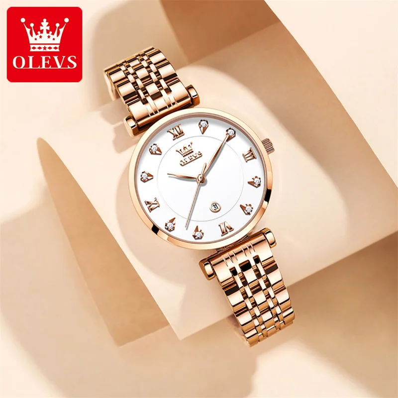 OLEVS Fashion Casual Women's Quartz Watch Popular Watches For Women Female Diamond Rose Gold Wrist Watch Reloj Mujer enlarge