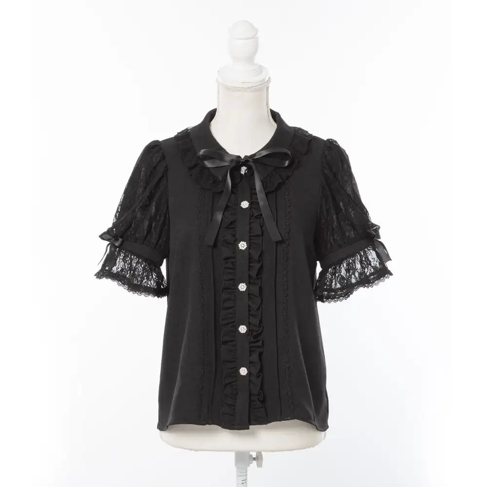 Супер милые рубашки Ropa De Mujer блузки 2024 весна и лето новые с кружевными рукавами