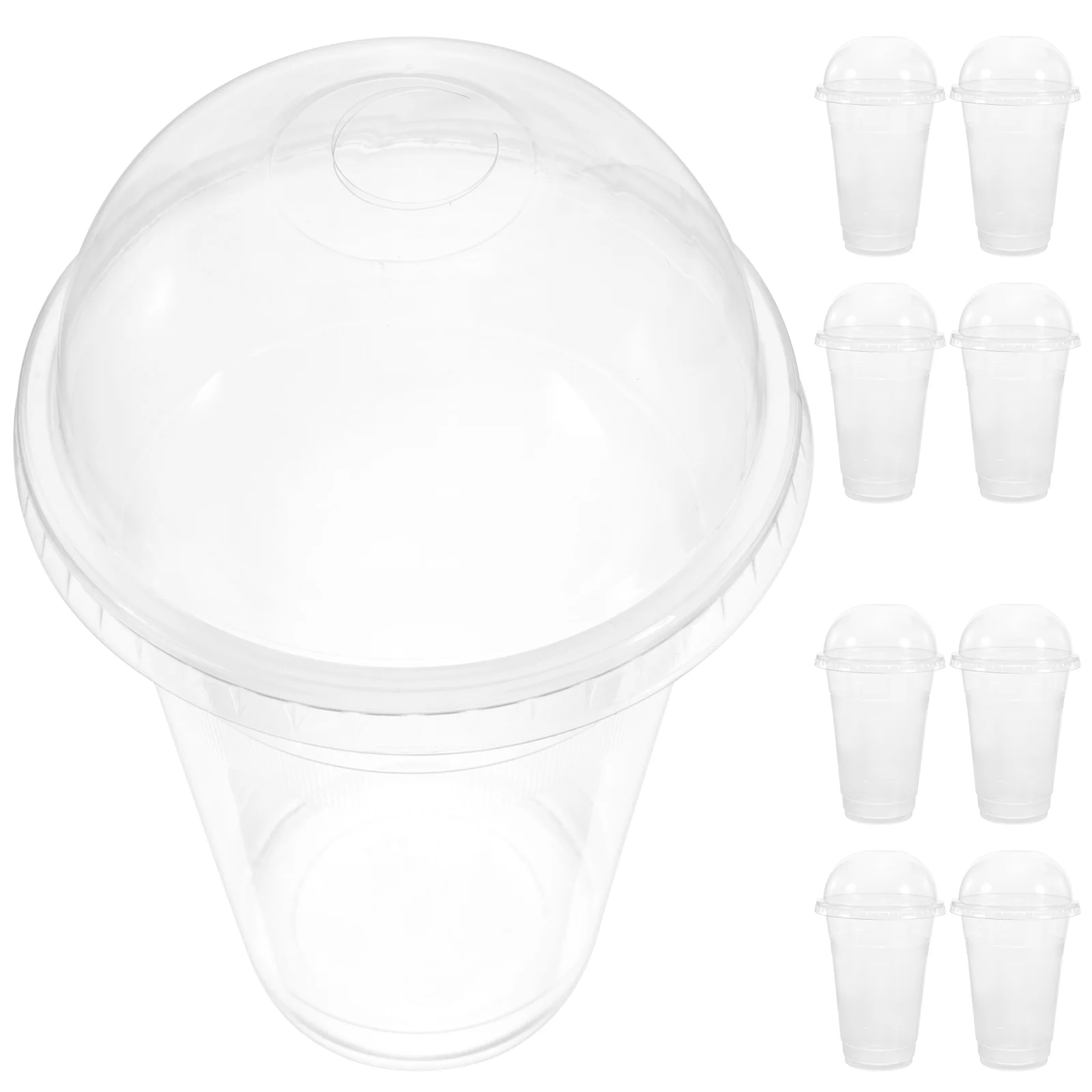 

50 Sets Iced Coffee Mug Disposable Cups Clear Milk Lids Fruit Dome Cover Pp Plastic Juice