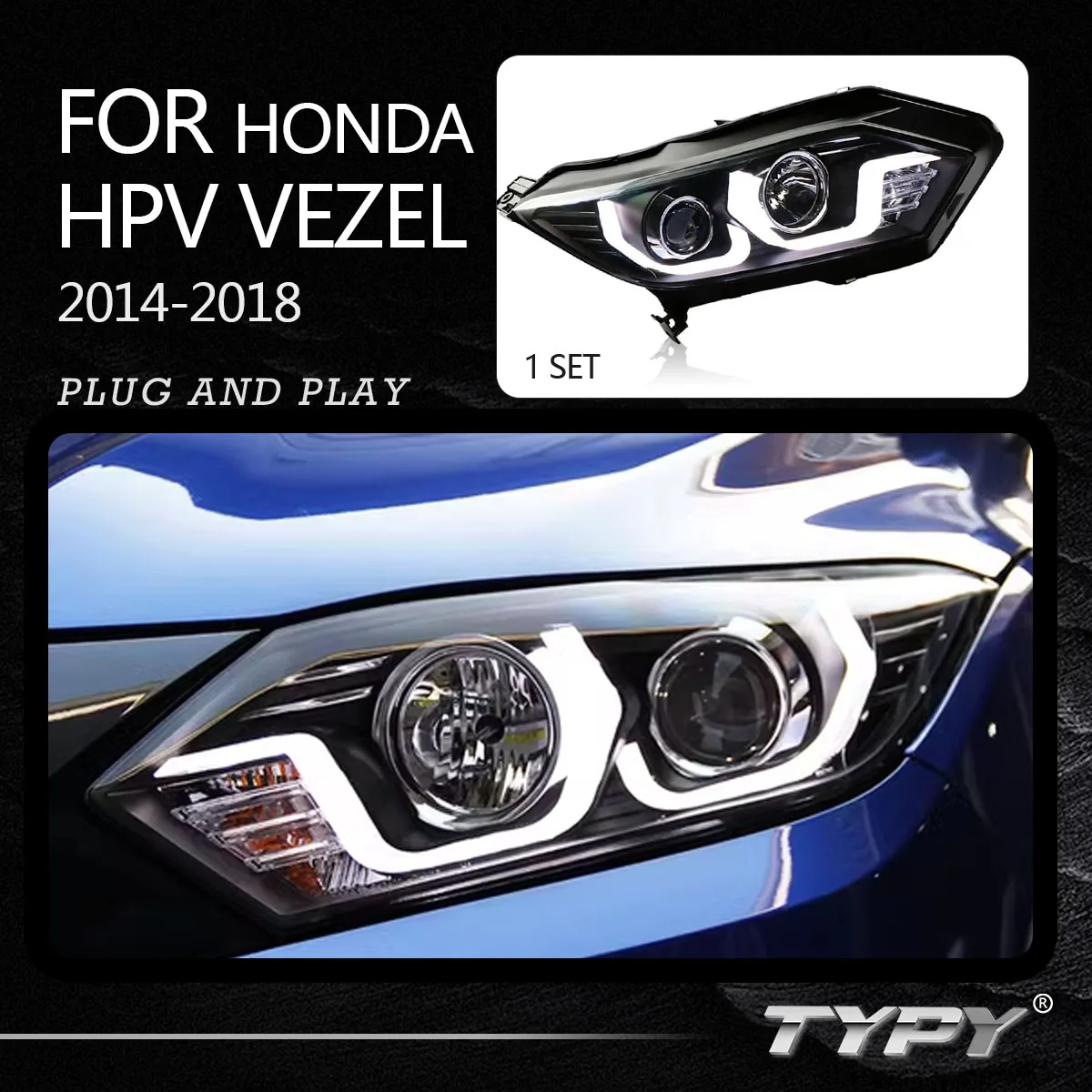 

Car Head Lamp Assembly Modified LED Head Lights Front Lamp For Honda HPV VEZEL 2014-2018