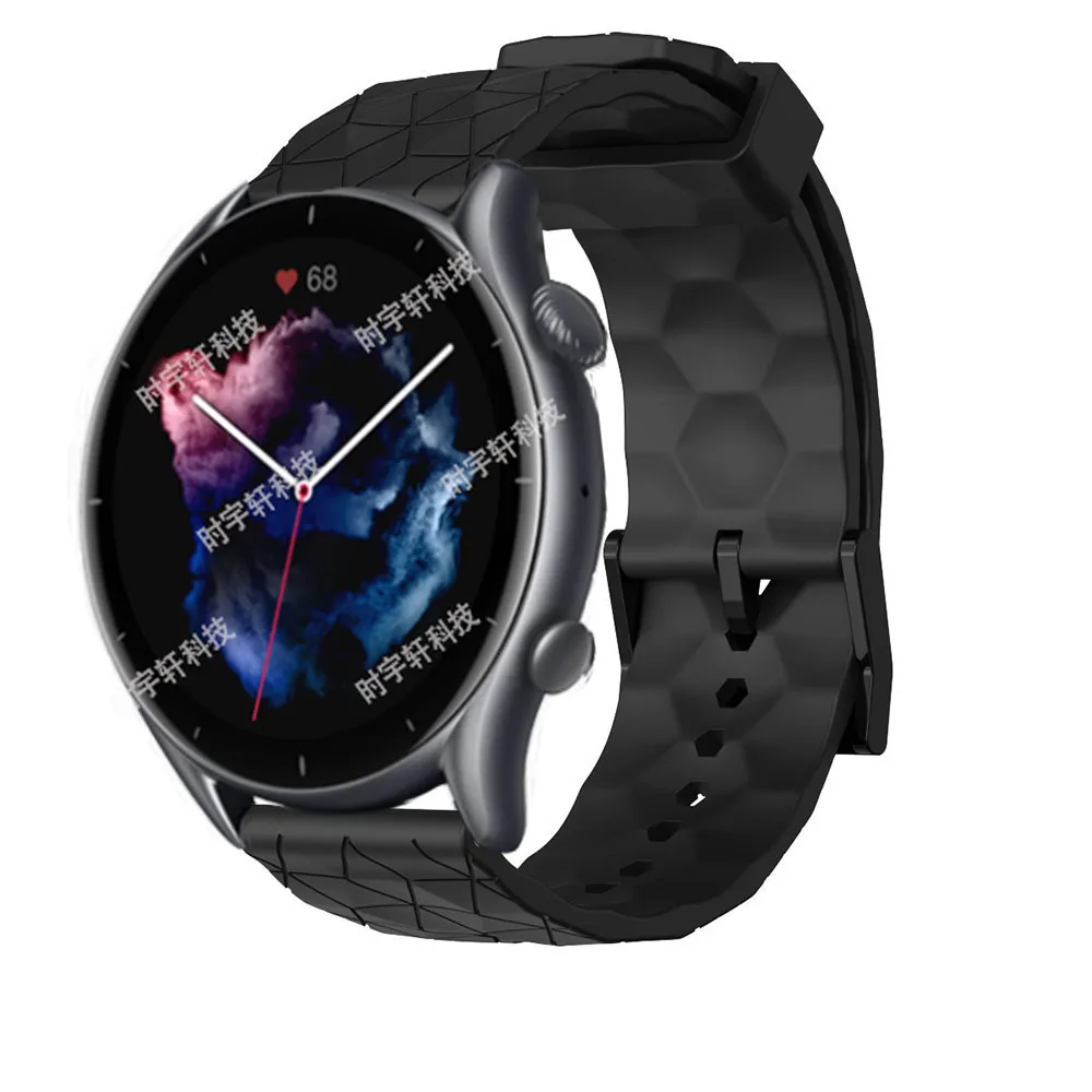 Ремешок силиконовый для смарт-часов Amazfit GTR 3 Pro 22 мм 4/2 2E/47 мм/Bip 5/Pace/Stratos 2S