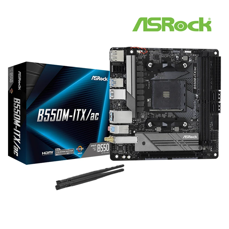 ASROCK B550M-ITX/ac Mini-ITX AMD B550 DDR4 4600 +(OC)MHz M.2 USB3.2 новая двухканальная материнская плата с