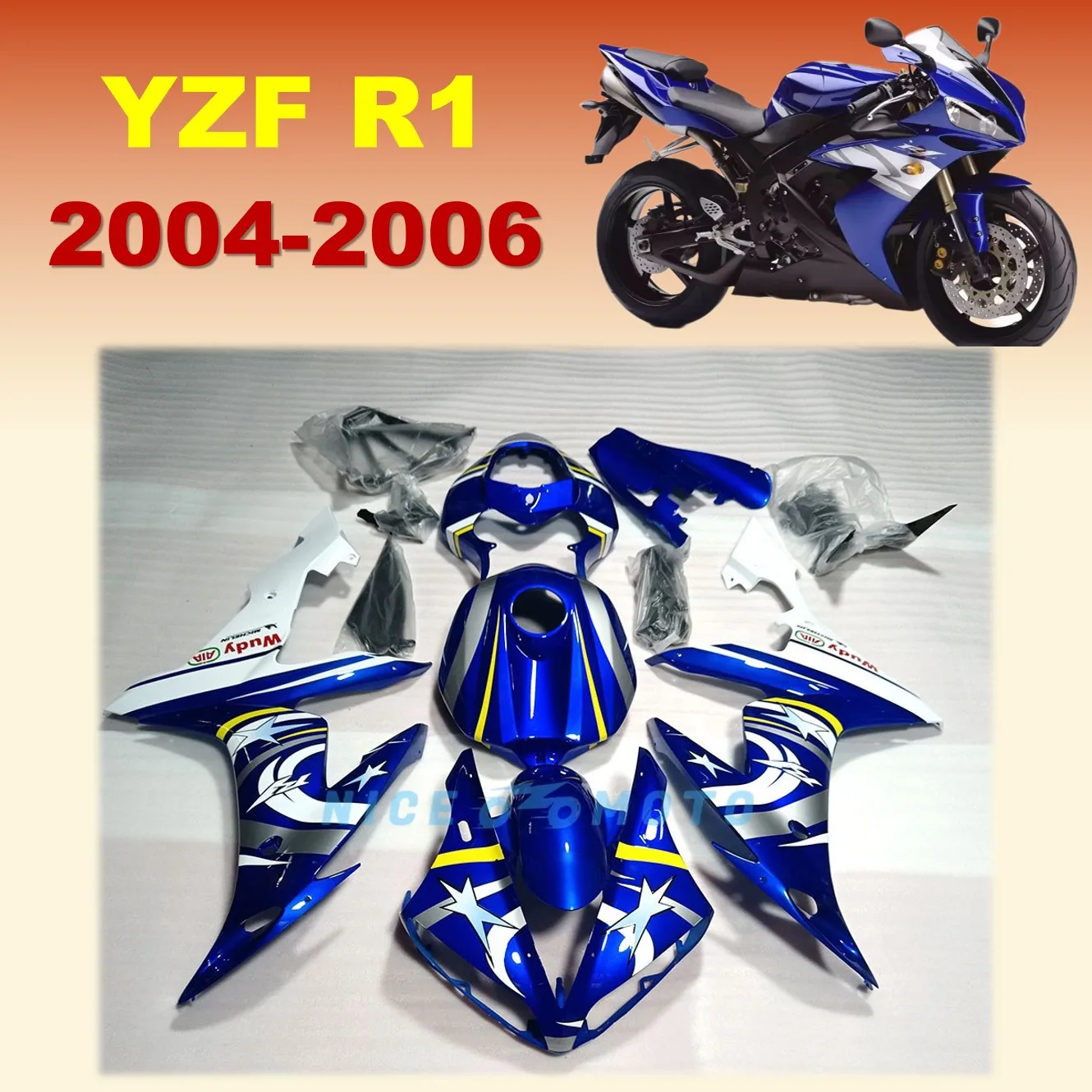 Новый комплект обтекателя мотоцикла из АБС-пластика полностью синяя защита