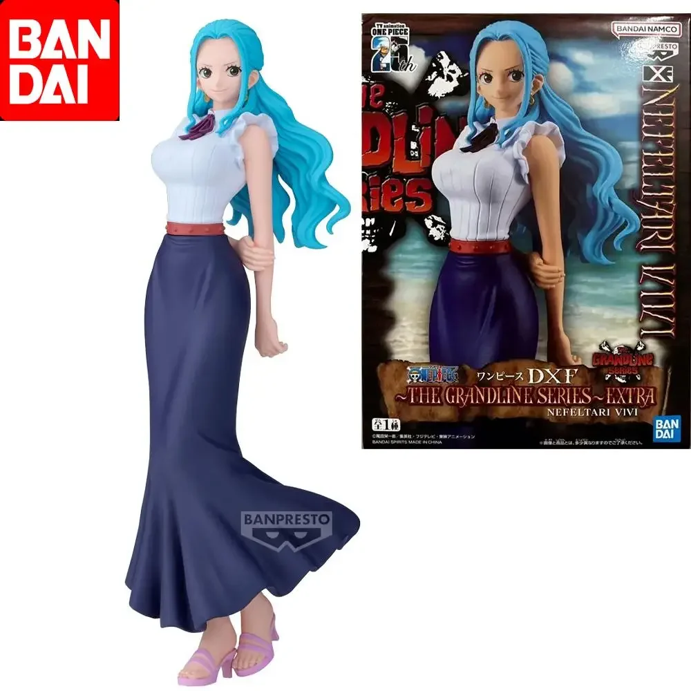 Фото Оригинальная фигурка Bandai One Piece DXF The Grandline Series Extra Nefeltari Vivi, аниме-фигурка, игрушки для мальчиков и девочек, подарки для детей №1