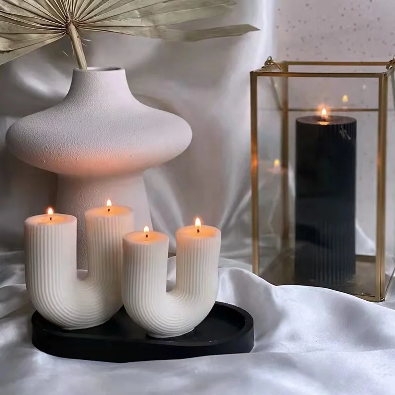 

Wholesale Home decorative candle U-Shaped geometric scented candles Ins popular rainbow bridge room decor aroma candles decor