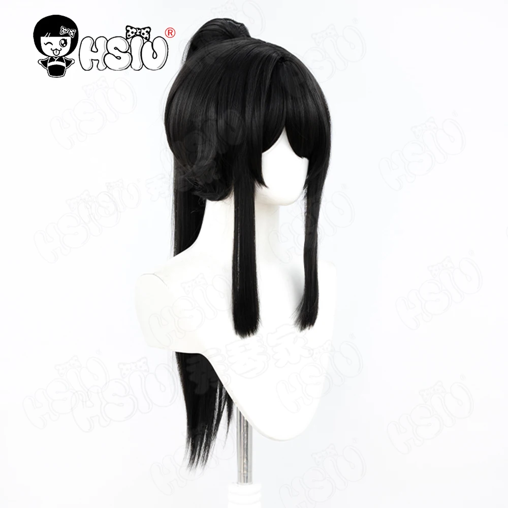 Фото Ayano Aishi Cospaly Wig Синтетический парик из волокна「HSIU」Длинный черный парик 60 см + шапочка для парика Игровой yandere Simulator Парик Ayano Aishi №4