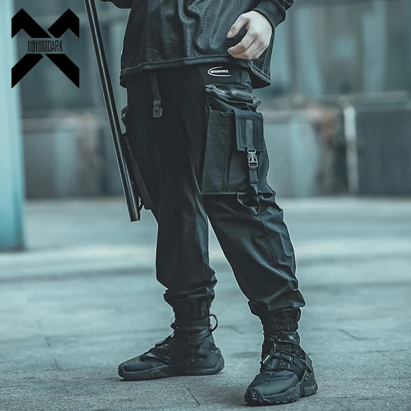 

Брюки-карго мужские тактические, функциональные джоггеры с лентами и множеством карманов, уличная одежда в стиле хип-хоп, черные брюки-султанки, WB755, осень 2022