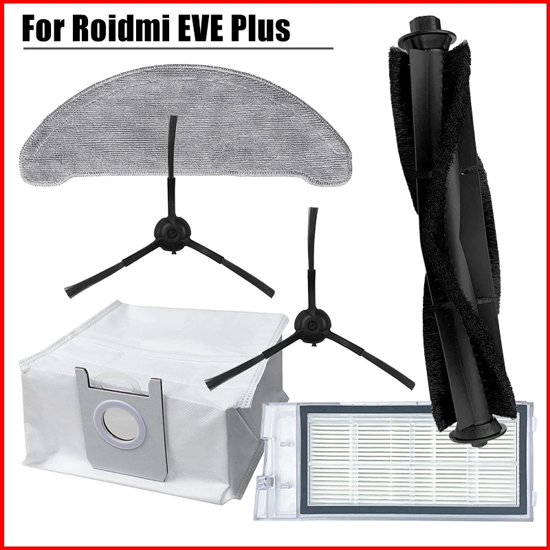 

Mop Cloth Rag Filter Side Main Brush Roller Brush For ROIDMI EVE Plus Vacuum Cleaner Parts Dust Bag Repetitive Wipes Accessories