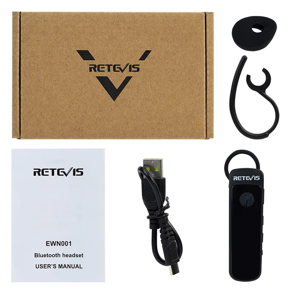 Retevis EWN001 Wireless Bluetooth Earphone USB Type C Charger Dual PTT VOX Bluetooth Headset for RB637 Walkie Talkie Smart Phone