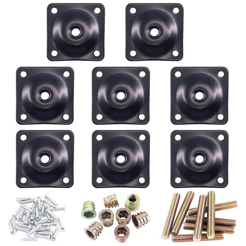 

8 Sets 12 Degree Plates Furniture Leg Attachment Plates T-Plate For Sofa Legs With M8 Hanger Bolts