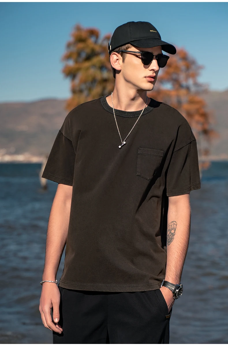 

7977 2022 new trend loose retro old washed T-shirt