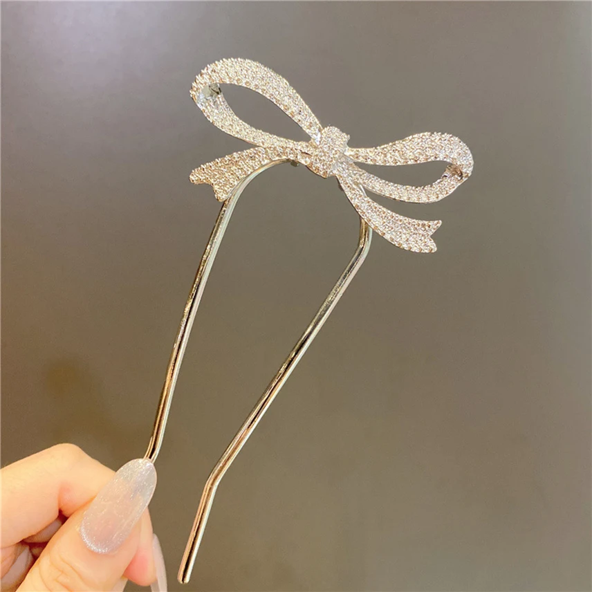 Элегантные корейские искусственные красивые шпильки для волос Стразы U-образный