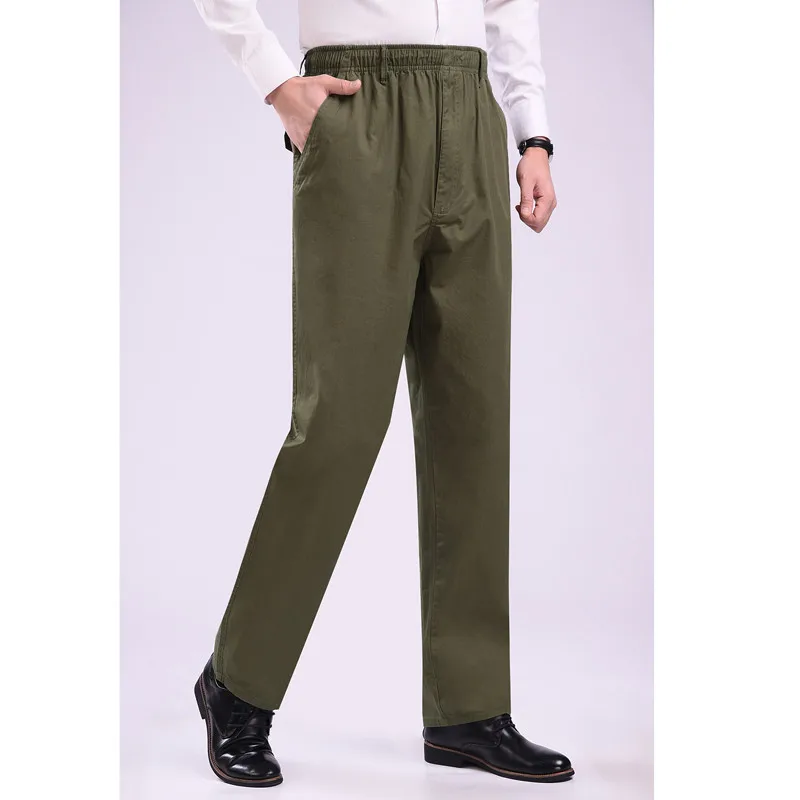 Fashion 2022 Summer Casual Thin Elastic Waist Elderly Fat Cotton Loose High Waist Old Men Zipper Pocket Pants Plus Size 8XL