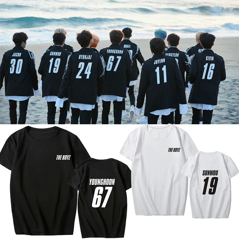 

THE BOYZ Summer T Shirt 티셔츠 Camiseta Kim Young Hoon Ju Hak Nyeon Kim Sun Woo Lee Ju Yeon Son Young Jae Tee Tops Short Shirt