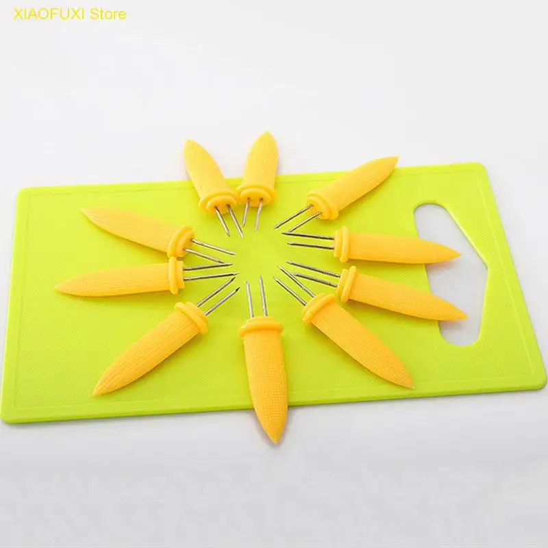 

10PCS/set Fruit Forks Kitchen Gadgets Stainless Steel Corn Holders Fork Camping Accessories Multi-Function Barbecue Tools