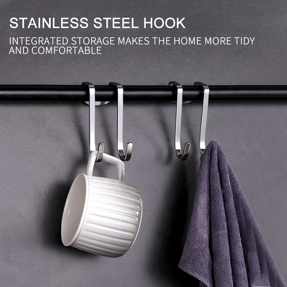 

Kitchen Stainless Steel For Hanging S Type Storage Over The Door Hook Durable Bedroom Home Office Space Saving Towel Bags Keys