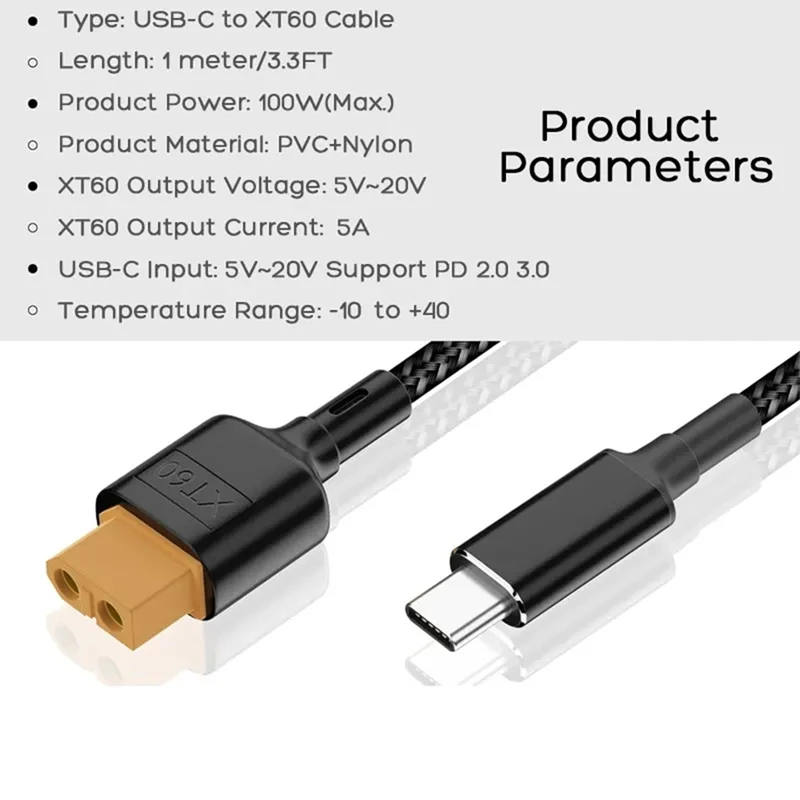 Зарядный кабель USB-C Type-C к XT60 PD 100 Вт 20 В/5 А зарядный для зарядного устройства Tool-Kitrc