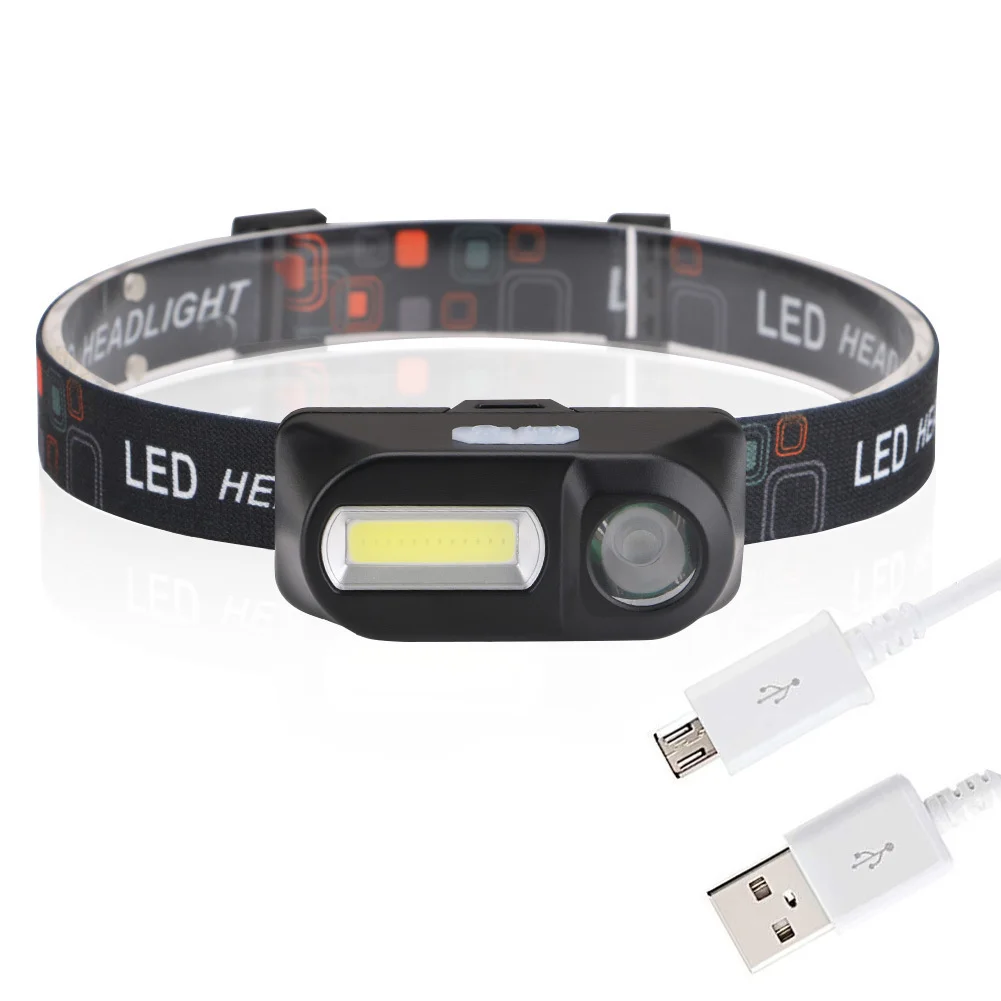 

6 Lighting Modes Headlamp USB Rechargeable Head Lamp with Built-in Battery Flashlight Head Torch For Outdoor Camping Riding