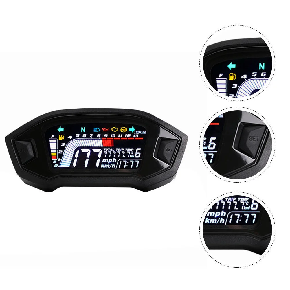 

Accessories Motorcycle Speedometer LCD Digital Tachometer Universal LED Display Gauge Abs