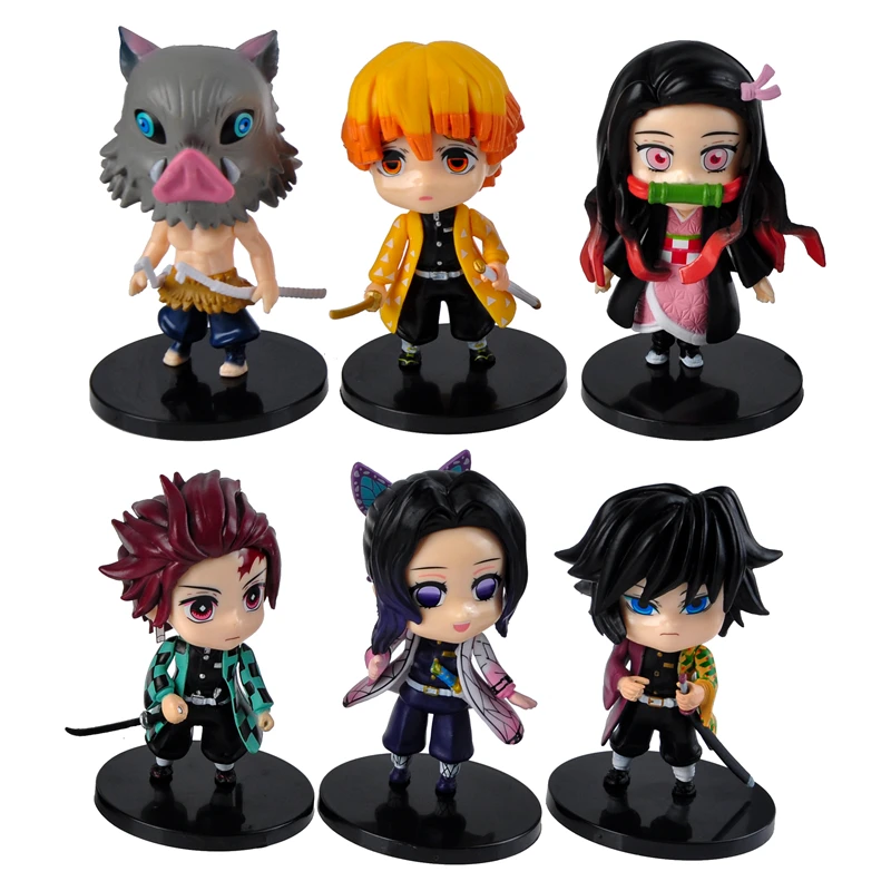 

Anime 9cm Demon Slayer Tanjirou Nezuko Zenitsu Inosuke Inosuke Genya Action Figure PVC Model Toys For Children's Gift