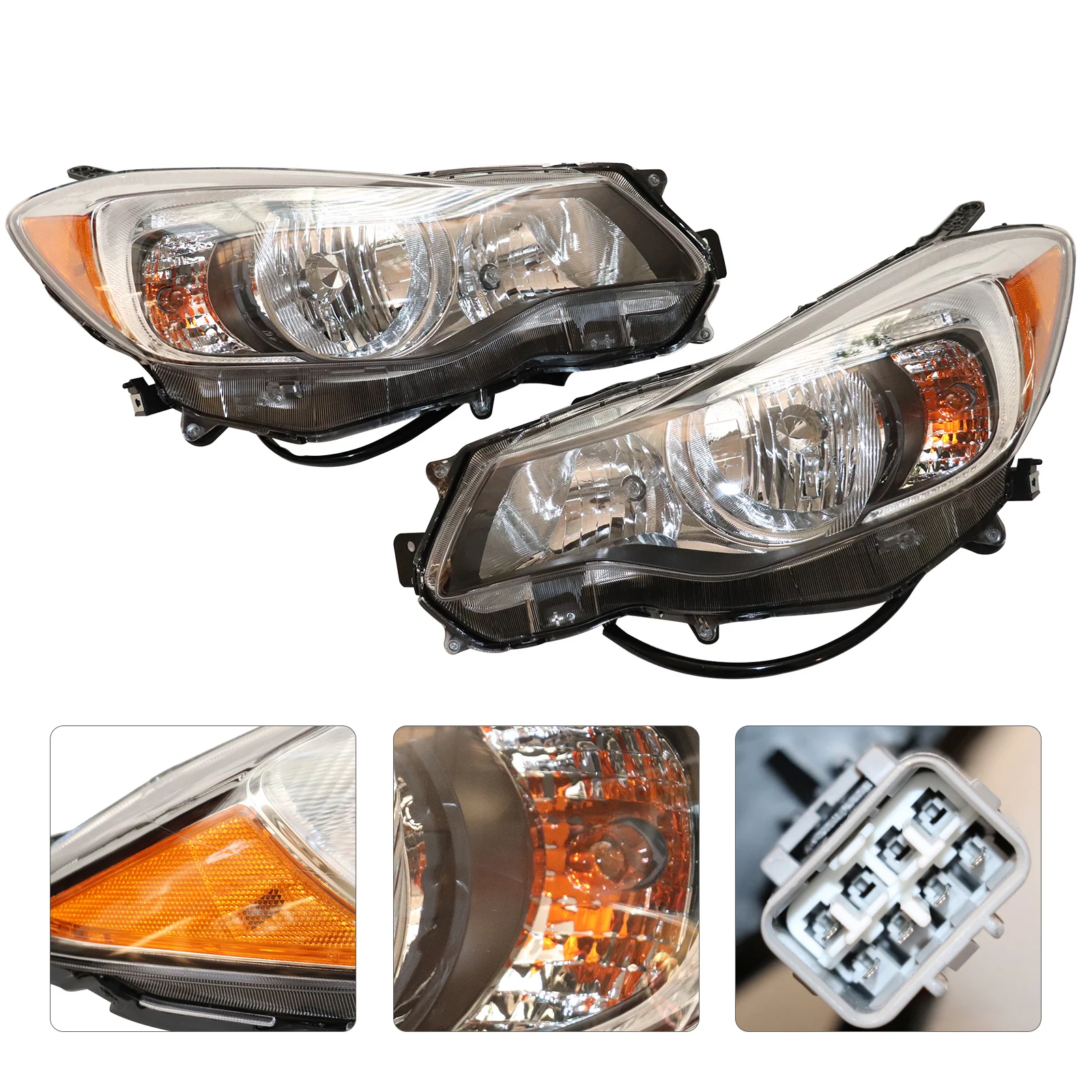 

LH+RH 1 Pair Halogen Headlights Chrome Headlamps Assembly for 2012-2014 Subaru Crosstrek Impreza