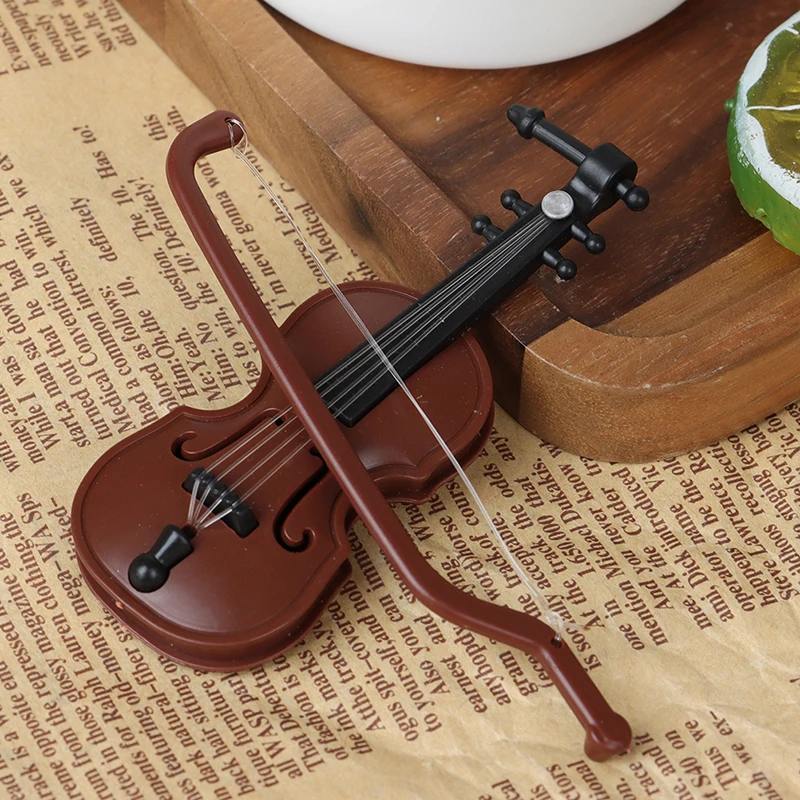 

1 Set Mini 3.1*8.2CM Plastic Violin Dollhouse Crafts Music Instrument Miniatures DIY 1/12 Dolls House Wooden Violin